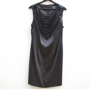 Connected Black Satin Cocktail Special Occasion Sleeveless Sheath Dress Size 6